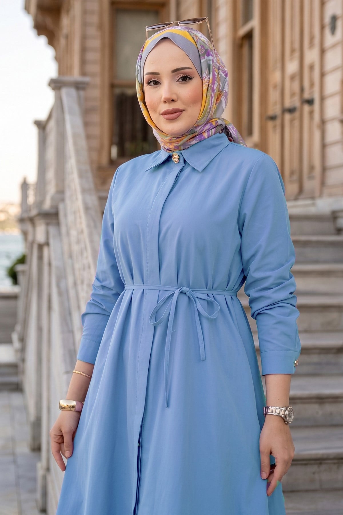 Bağlamalı Cepli Tunik Bebe Mavisi HM2911