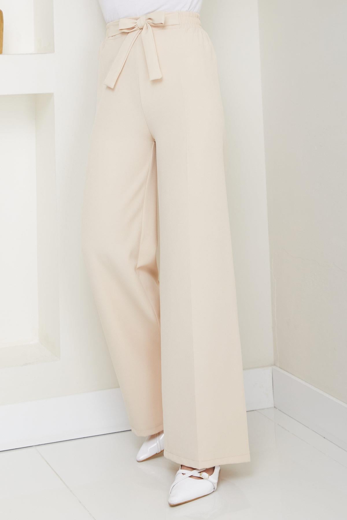 Bağlamalı Pantolon Bej HM2782