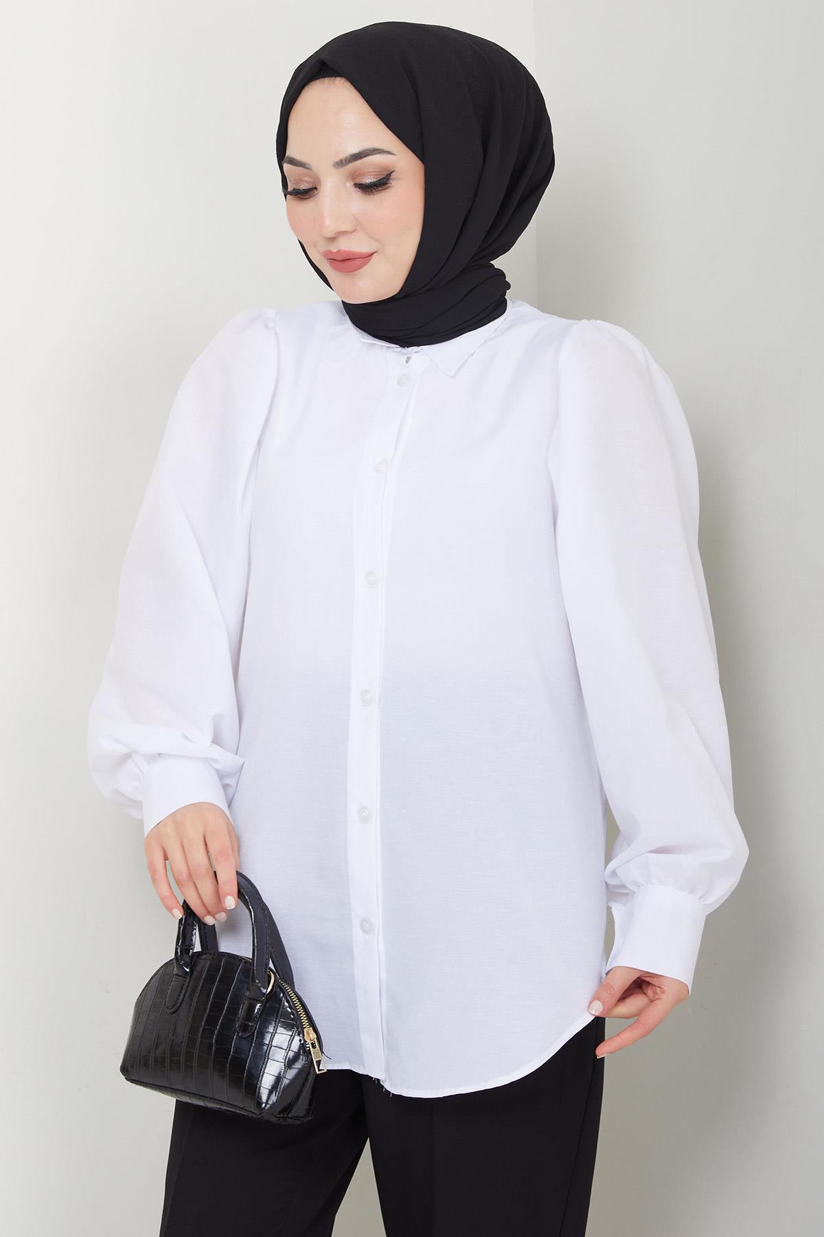 Balon Kol Gömlek Beyaz HM2639