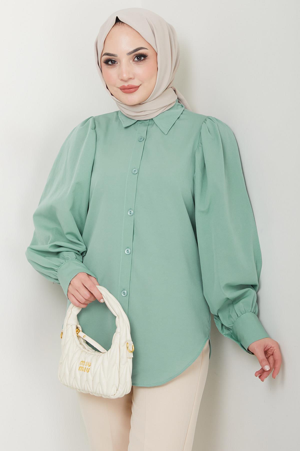 Balon Kol Gömlek Mint HM2639