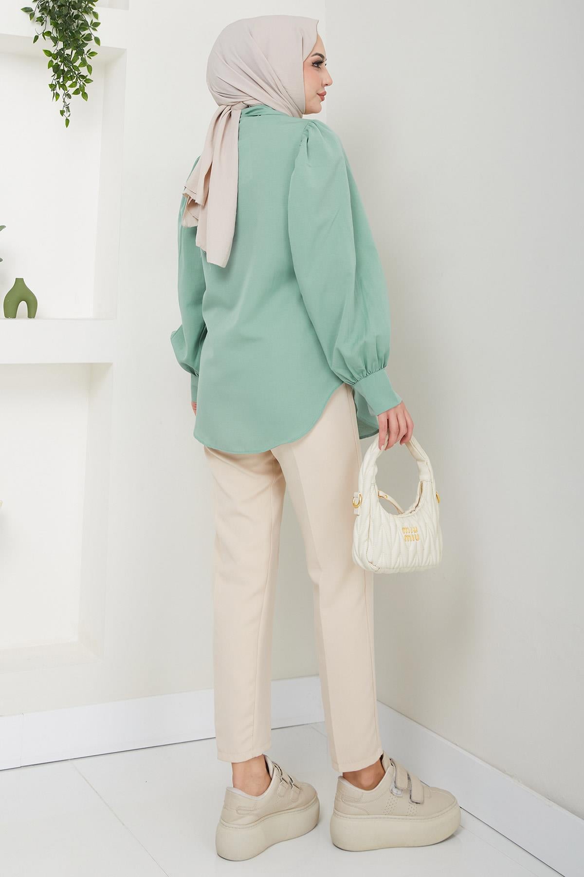 Balon Kol Gömlek Mint HM2639