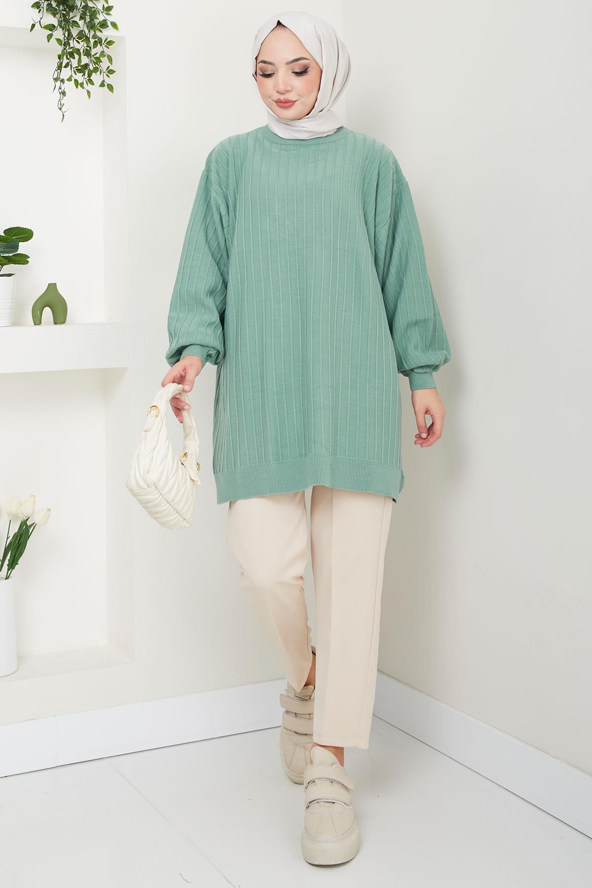 Balon Kol Triko Tunik Mint HM2519