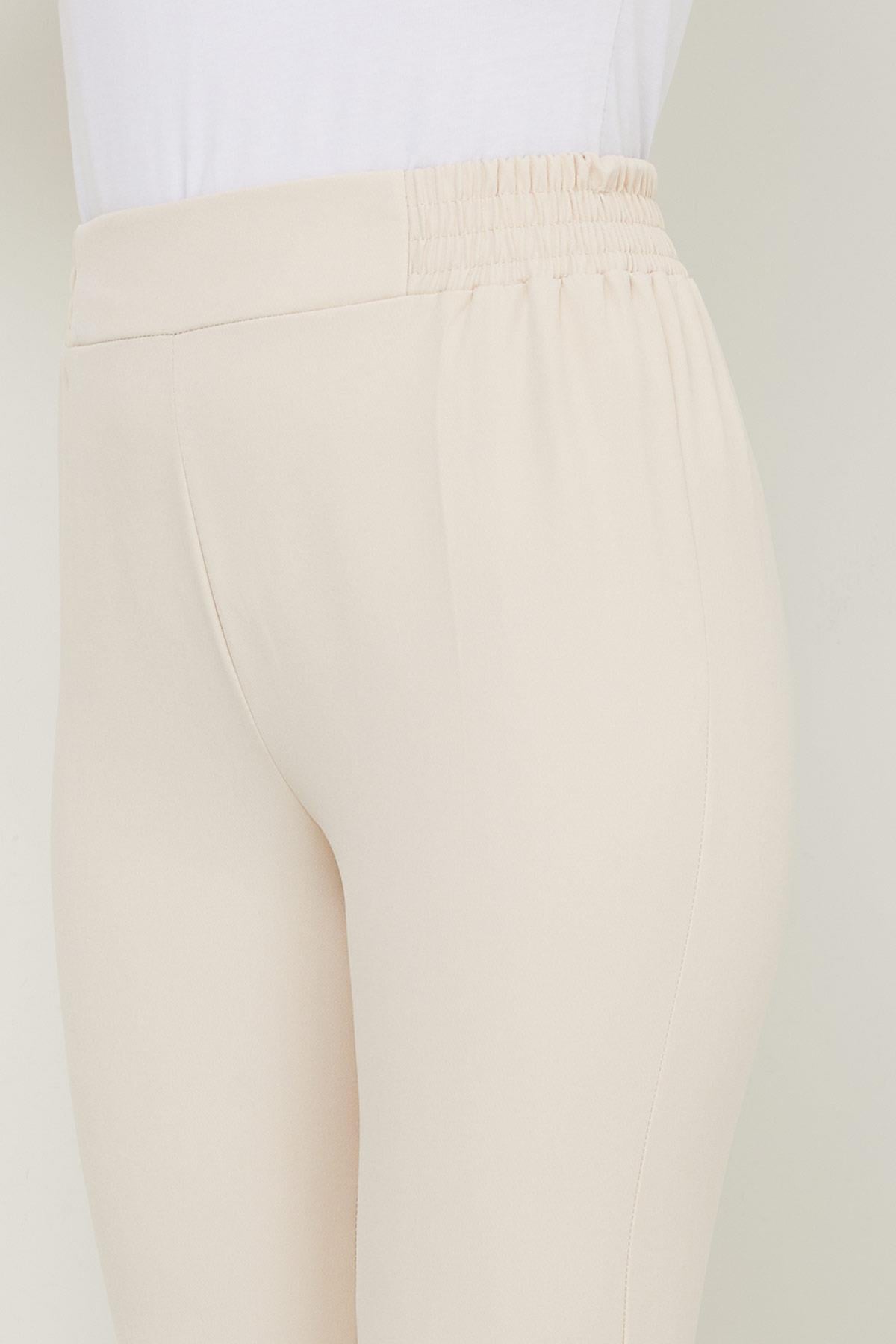 Beli Lastikli İspanyol Paça Kumaş Pantolon Bej HM2781
