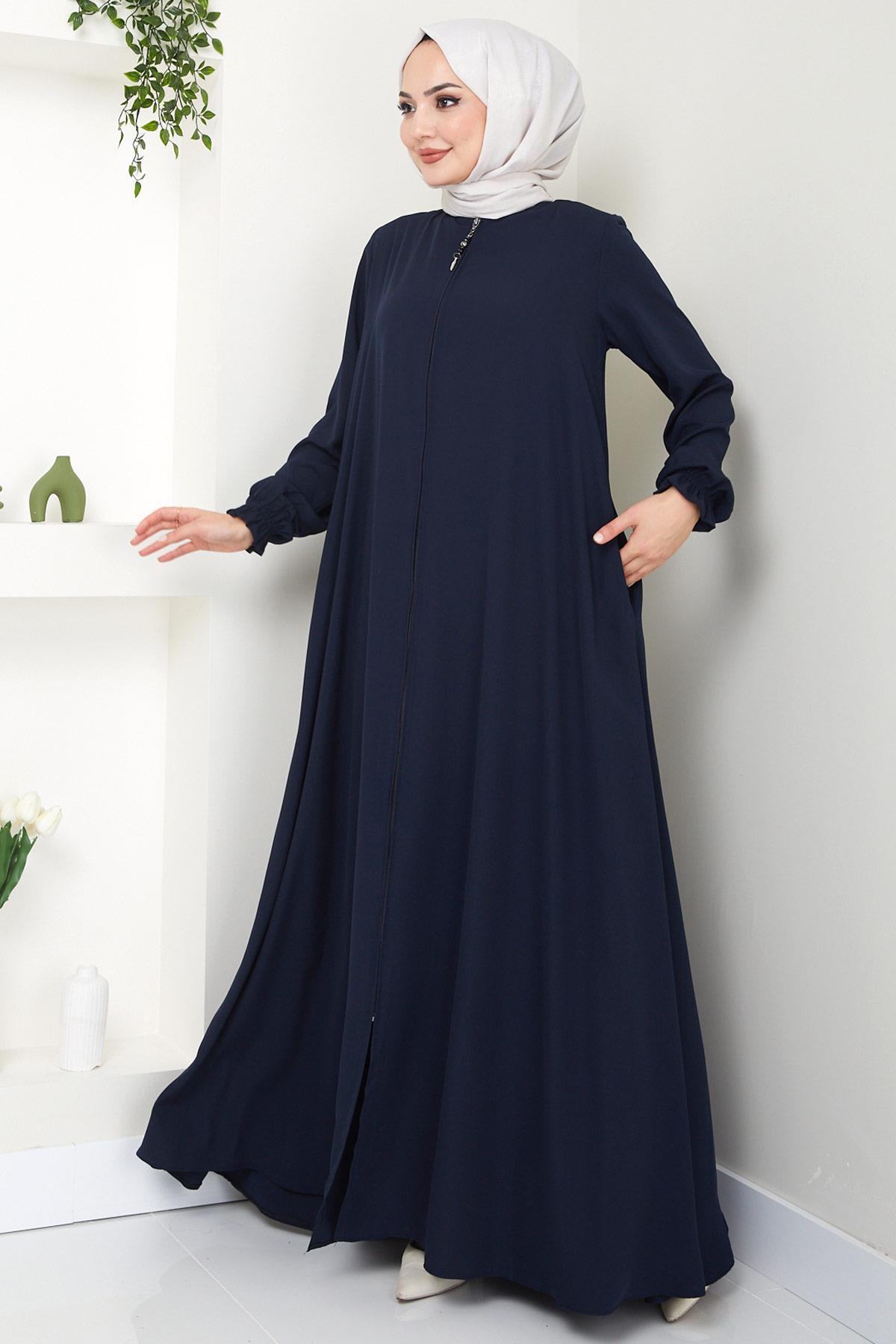 Büyük Beden Mevlana Ferace Lacivert HM02153