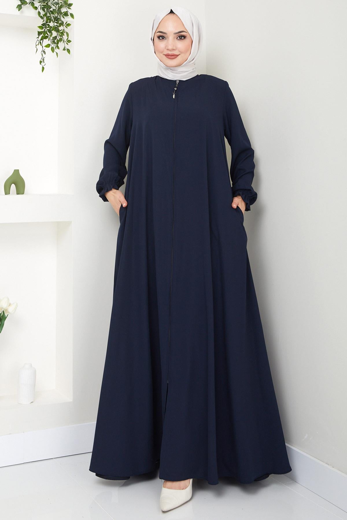 Büyük Beden Mevlana Ferace Lacivert HM02153