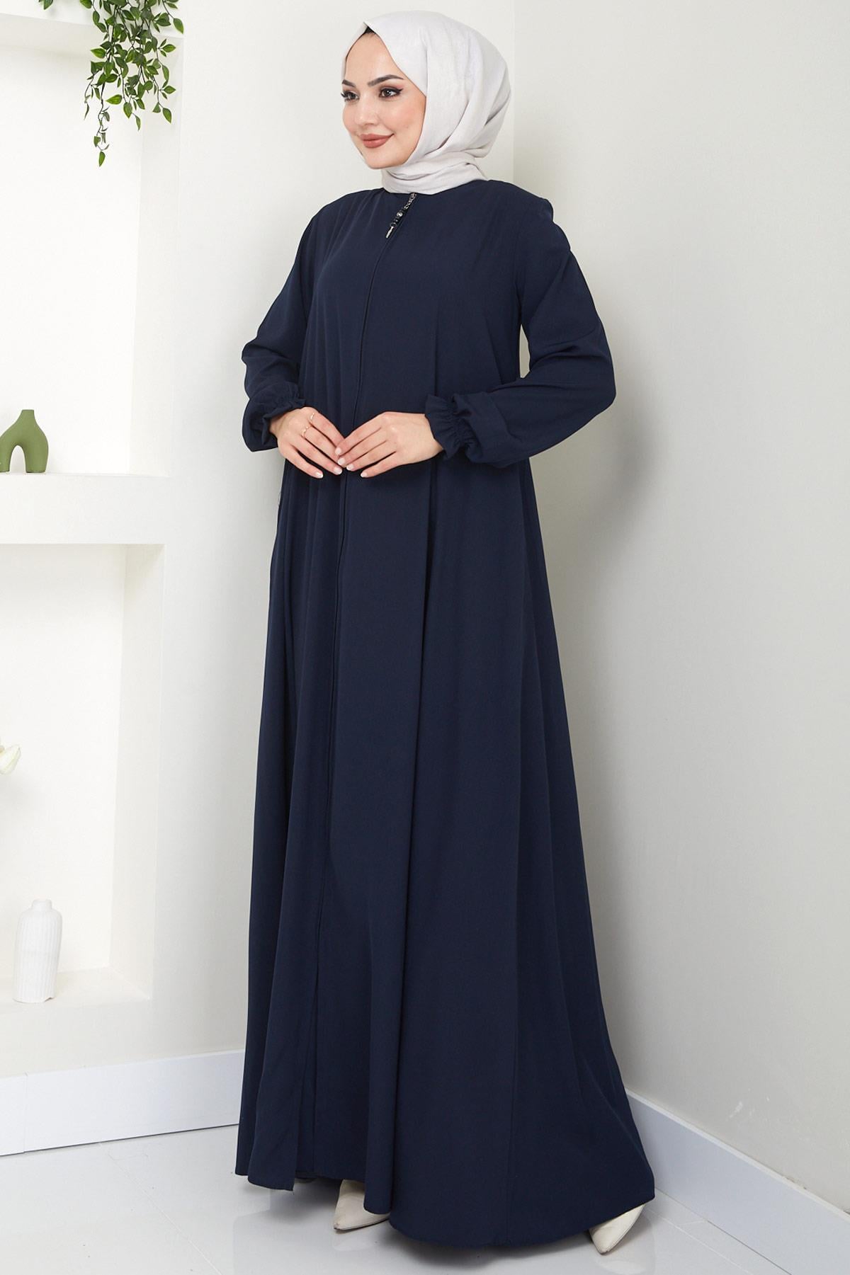 Büyük Beden Mevlana Ferace Lacivert HM02153