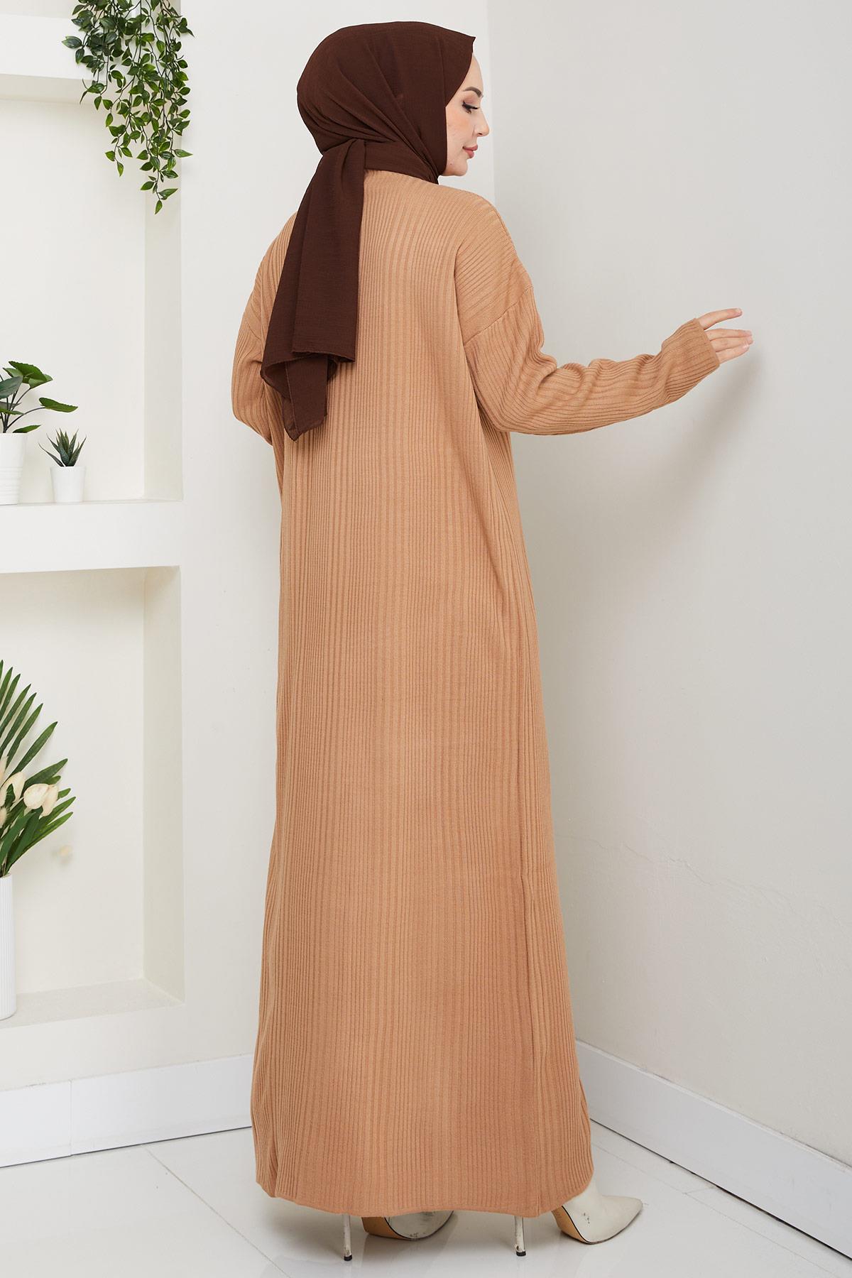 Fitilli Triko Elbise Camel HM2247