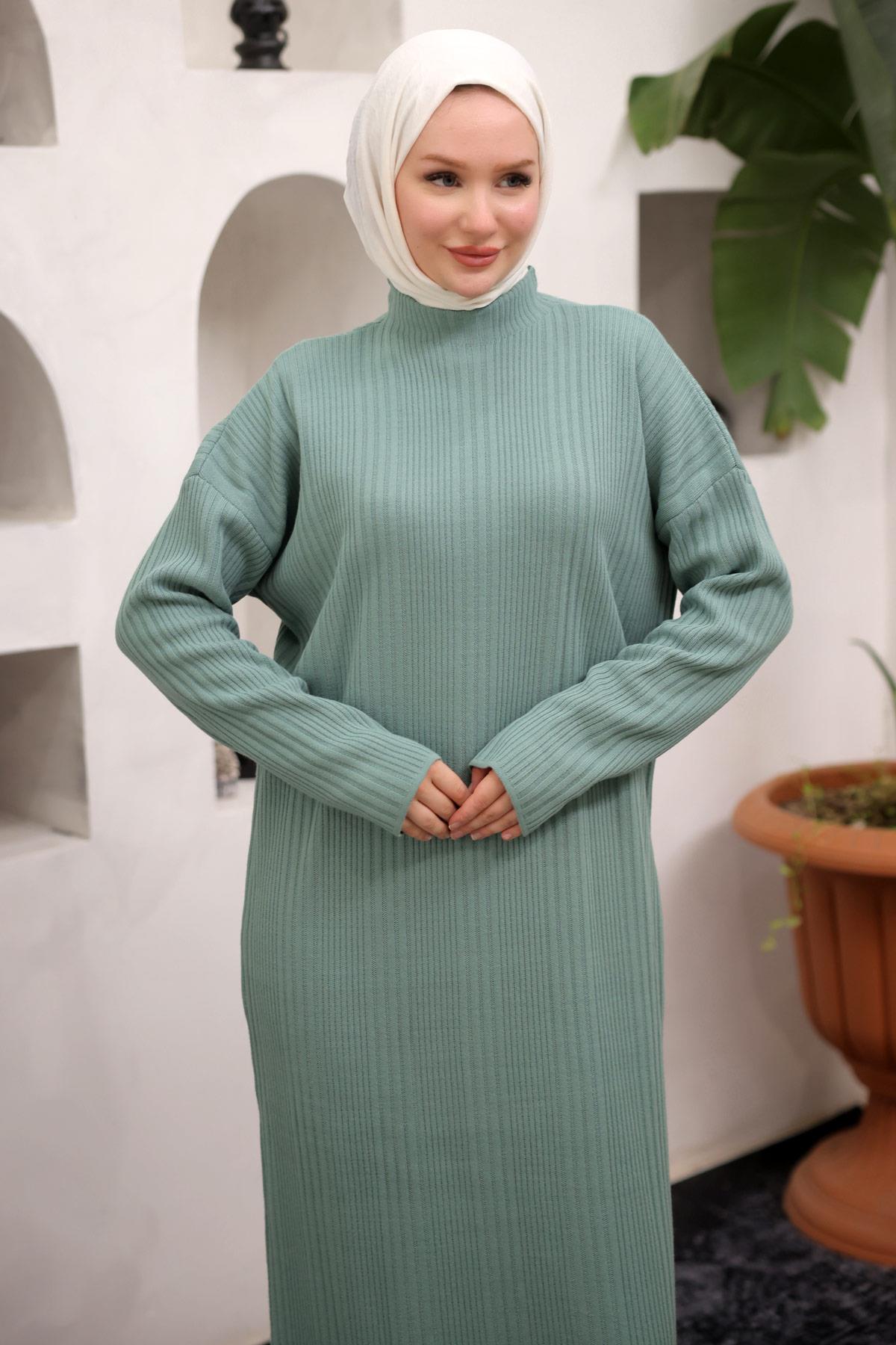 Fitilli Triko Elbise Mint HM2247