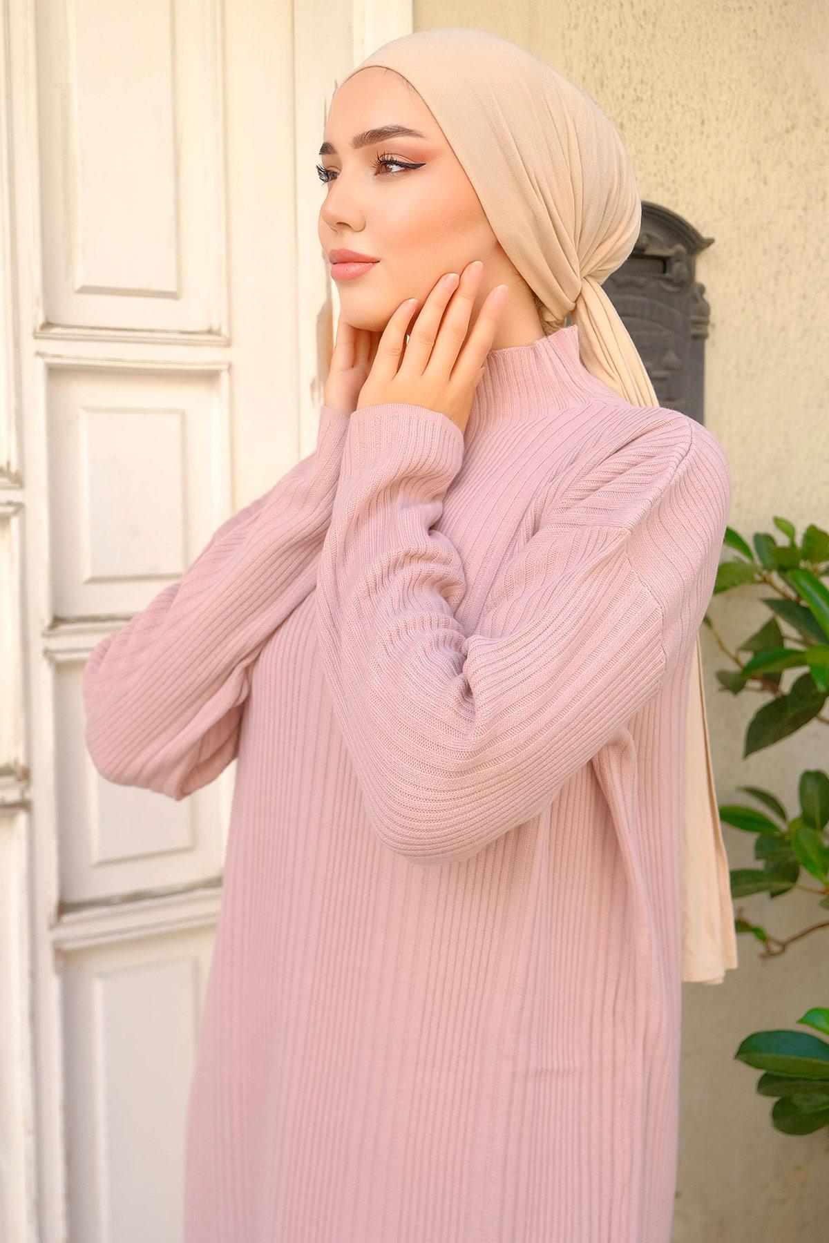 Fitilli Triko Elbise Pudra HM2247