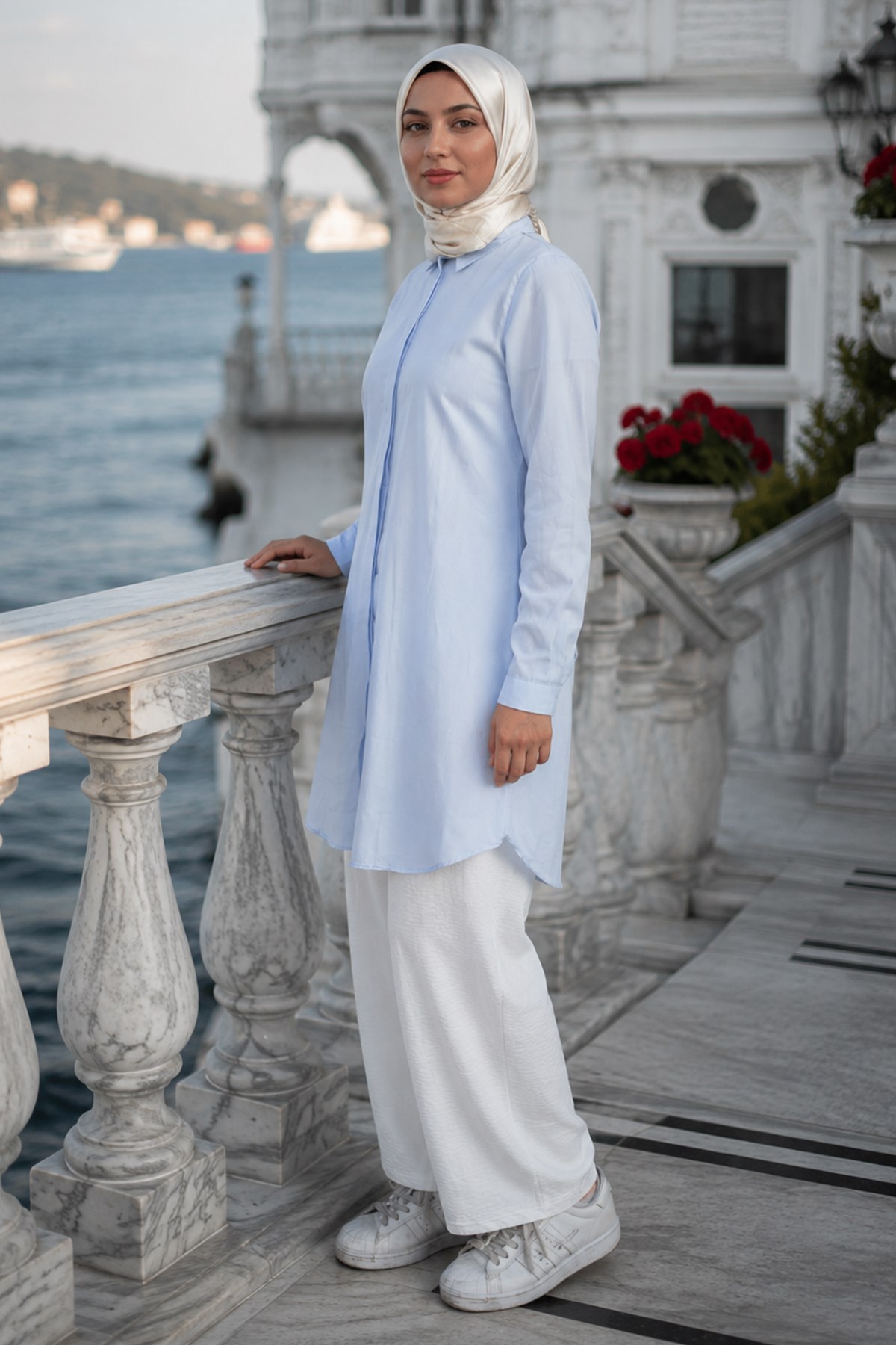 Gizli Patlı Düğmeli Tunik Bebe Mavisi HM2948