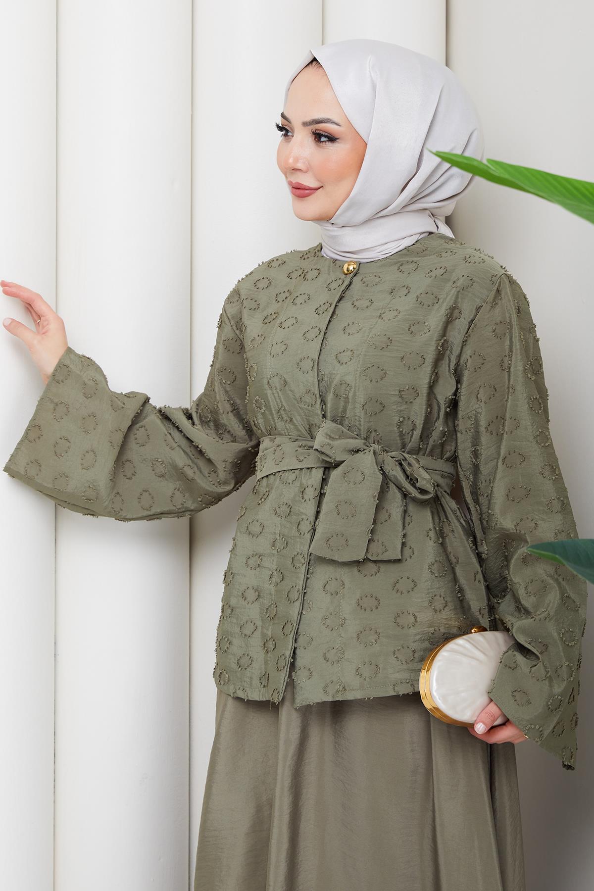 Halka Desen Kabartmalı İkili Takım Haki HM2881