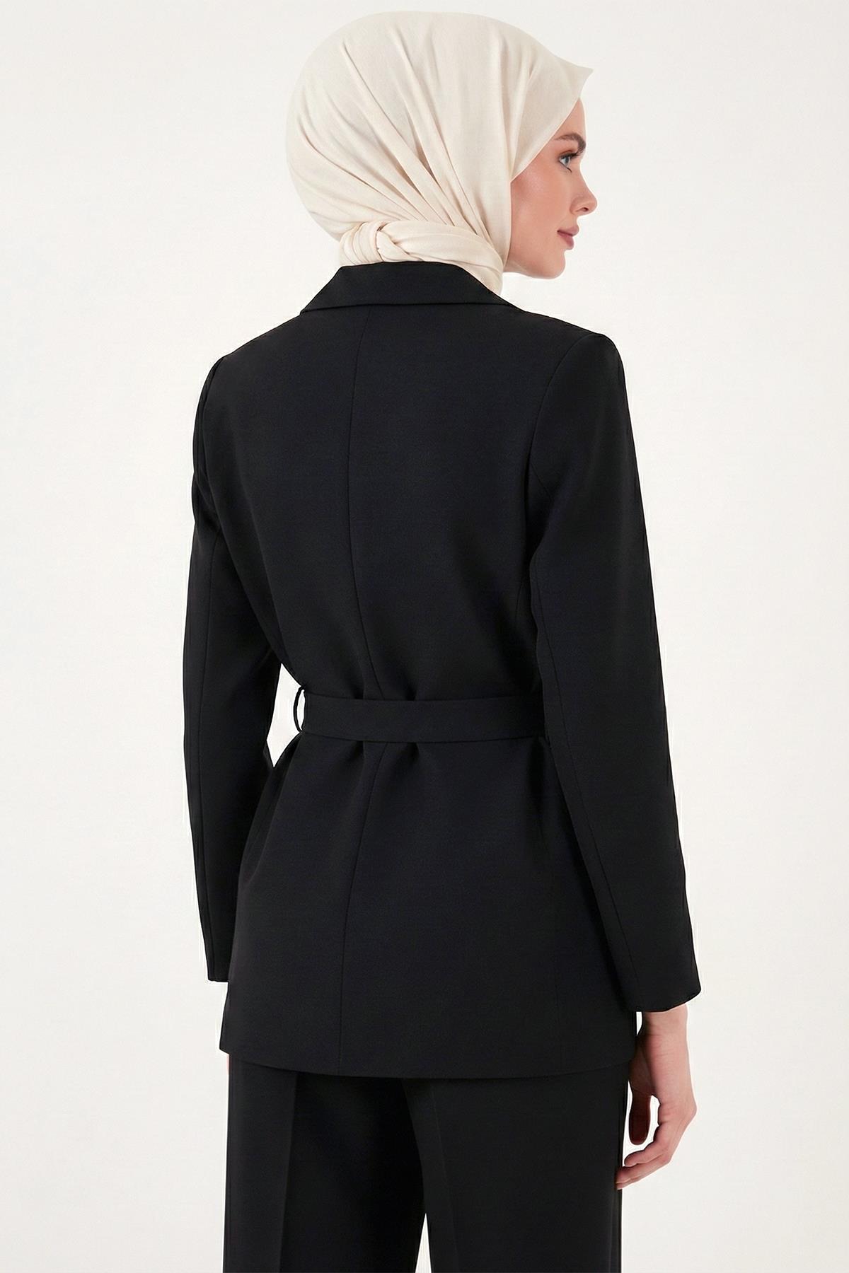 Kemerli Blazer Ceket Siyah HM262697