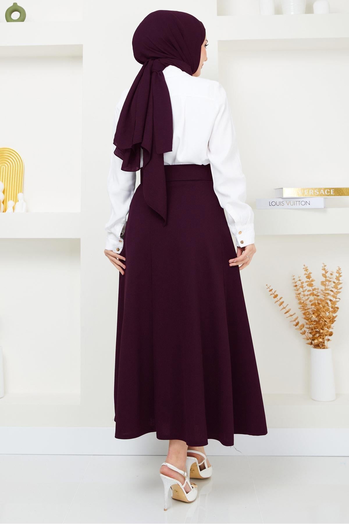 Kemerli Mevlana Etek Mürdüm HM2370