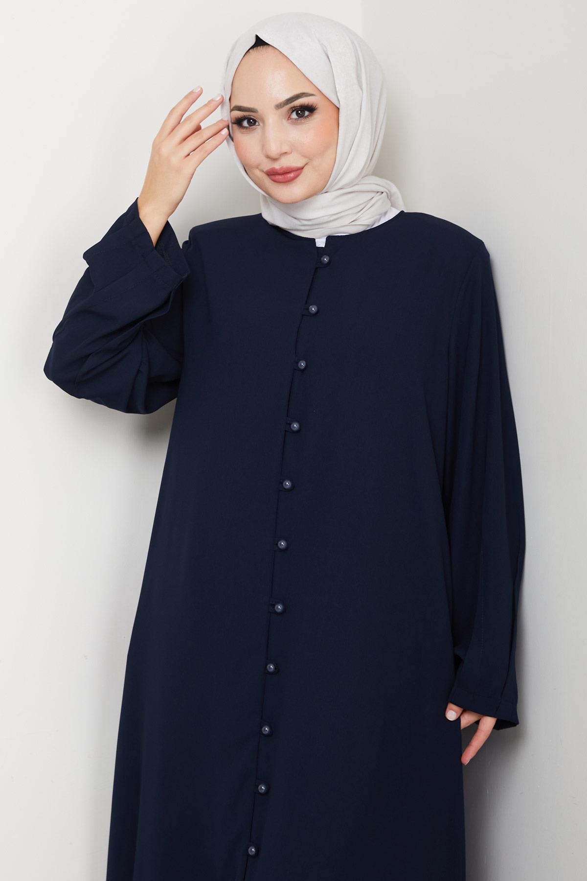Kolu Pensli Düğmeli Ferace Lacivert HM2861