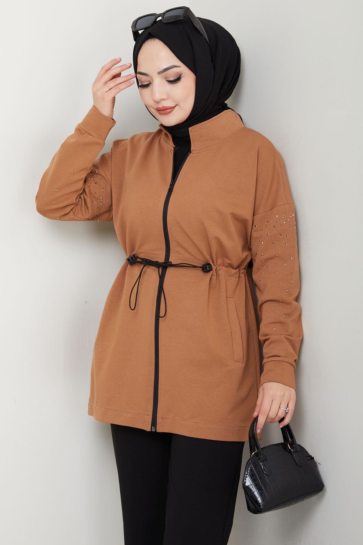 Kolu Taşlı Beli Bağcıklı Takım Camel HM2718