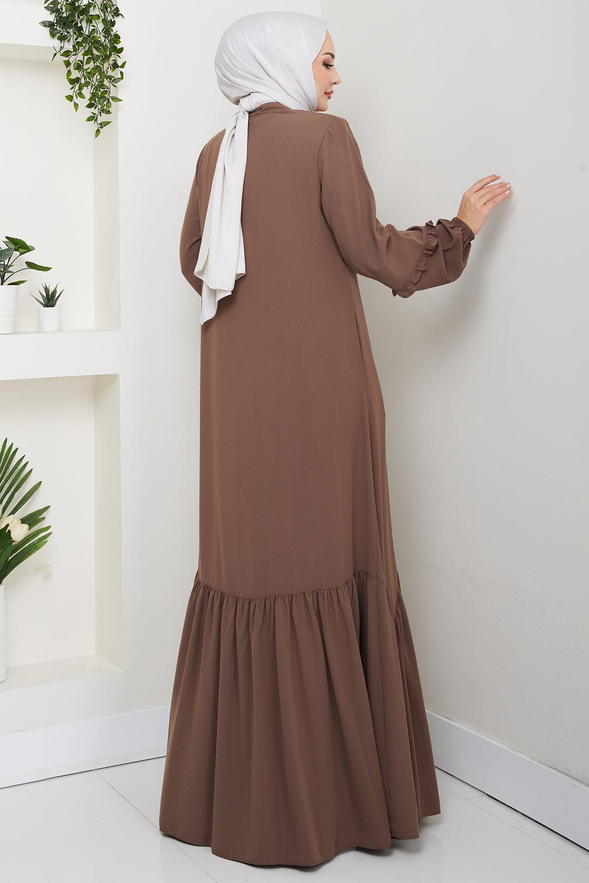 Kolu Volanlı Ferace Kahverengi HM2862