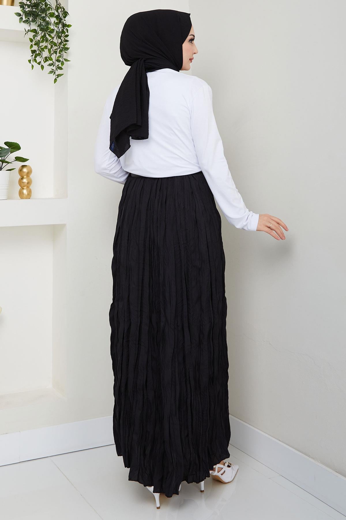 Kraşlı Etek Siyah HM2706