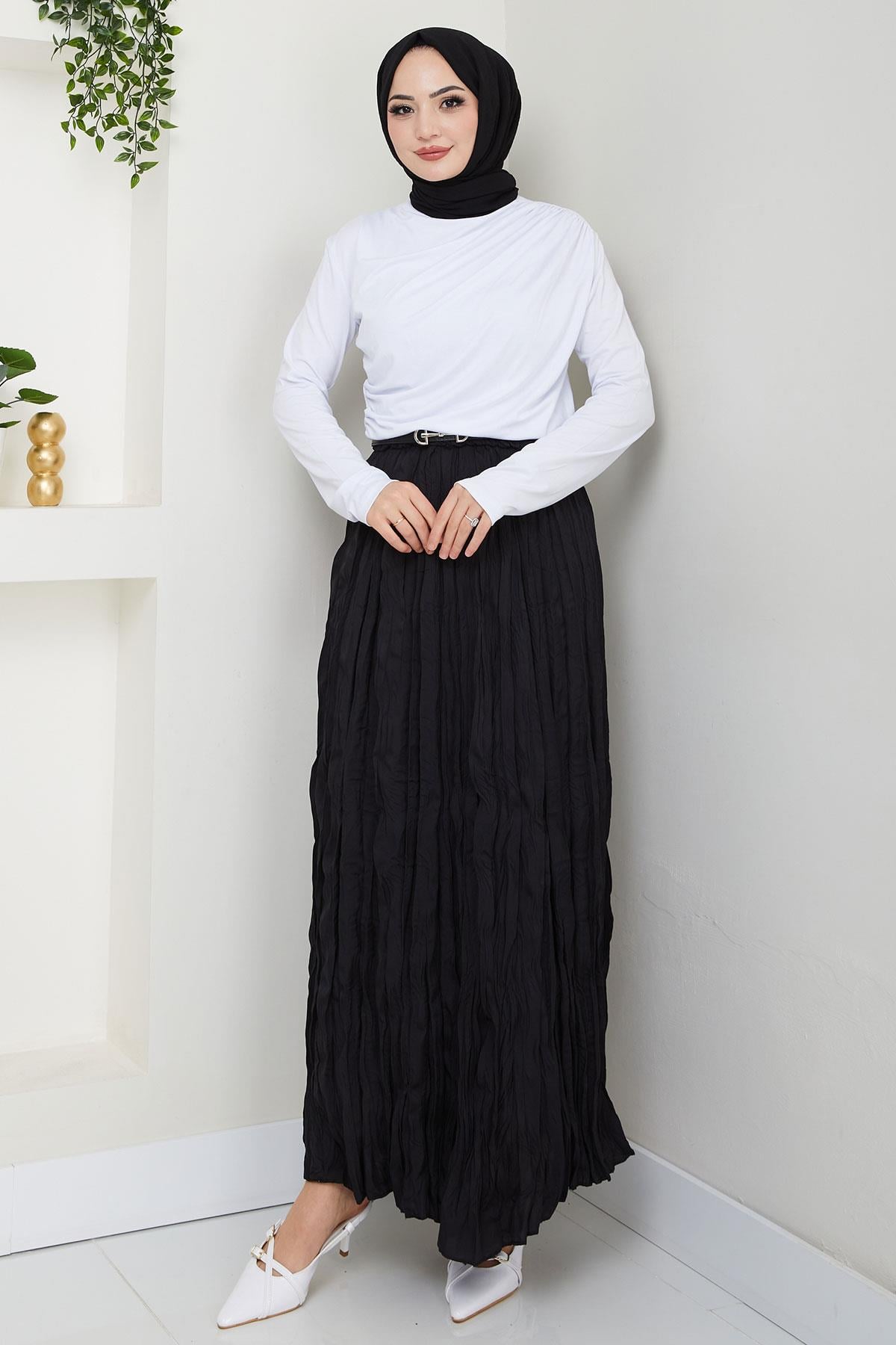 Kraşlı Etek Siyah HM2706