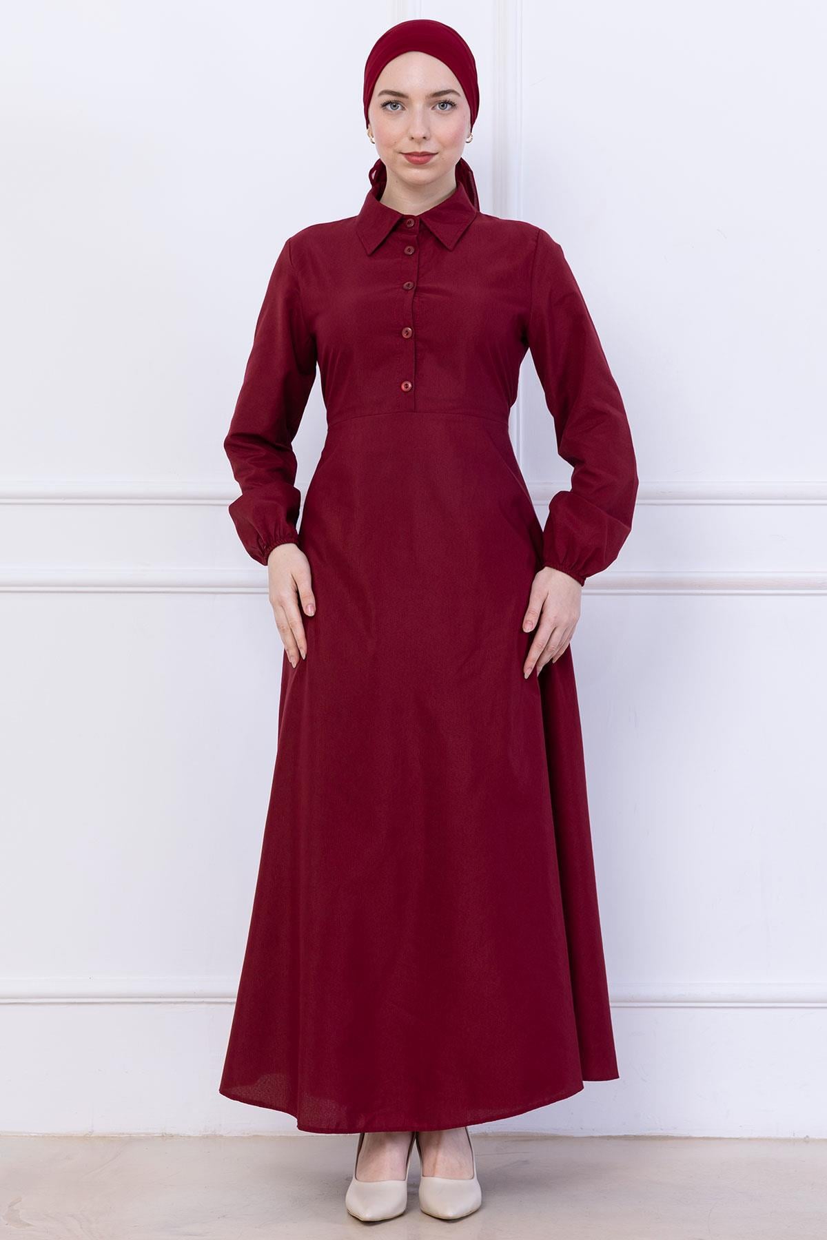 Kuşaklı Mevlana Elbise Bordo HM2105