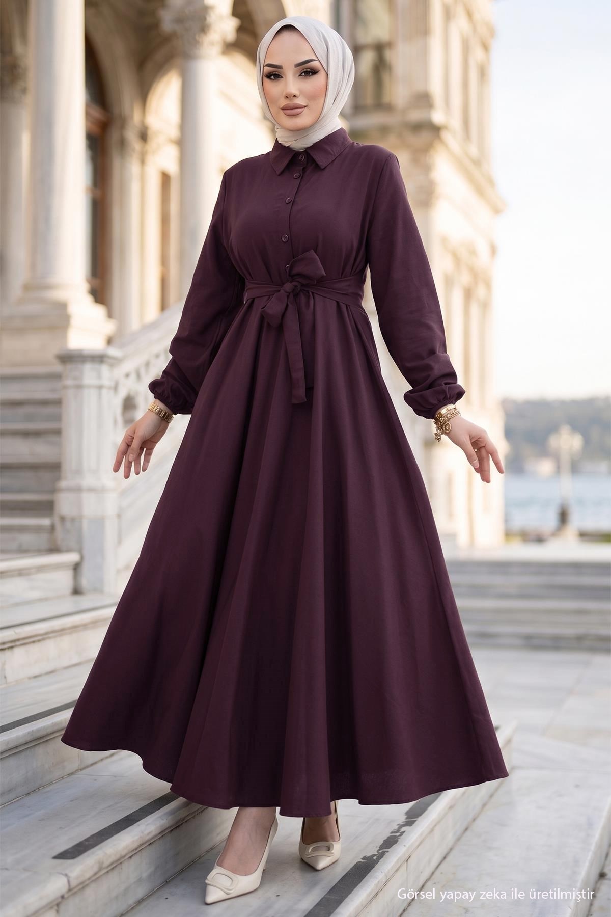Kuşaklı Mevlana Elbise Mürdüm HM2105