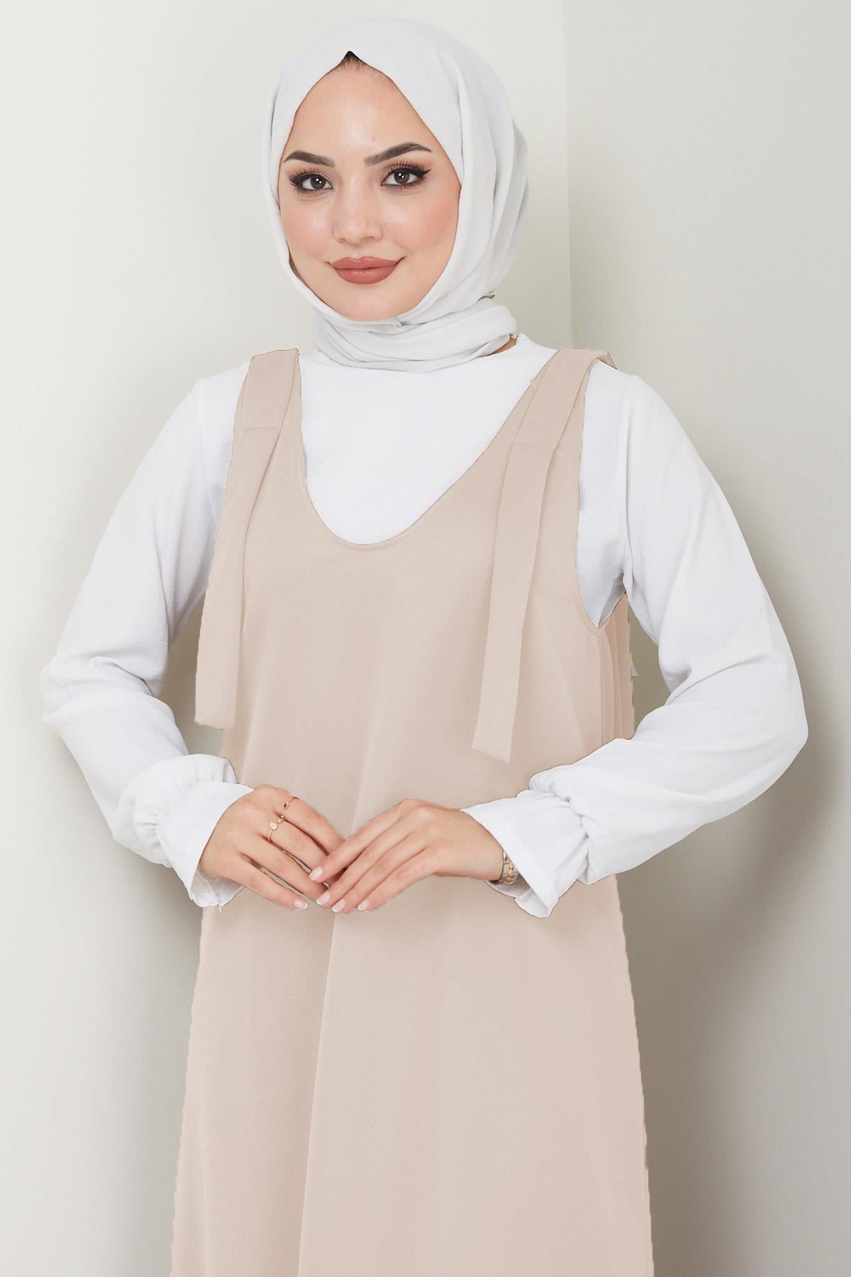 Nehir Örme Jile Elbise Bej HM2389