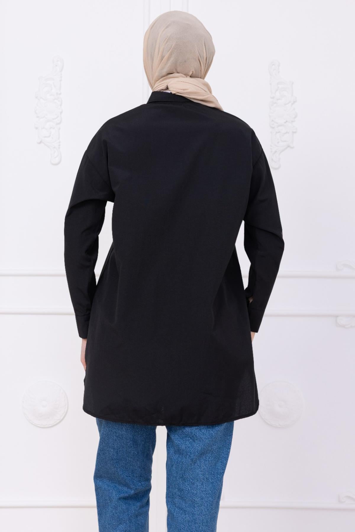 Oversize Gömlek Siyah HM2903