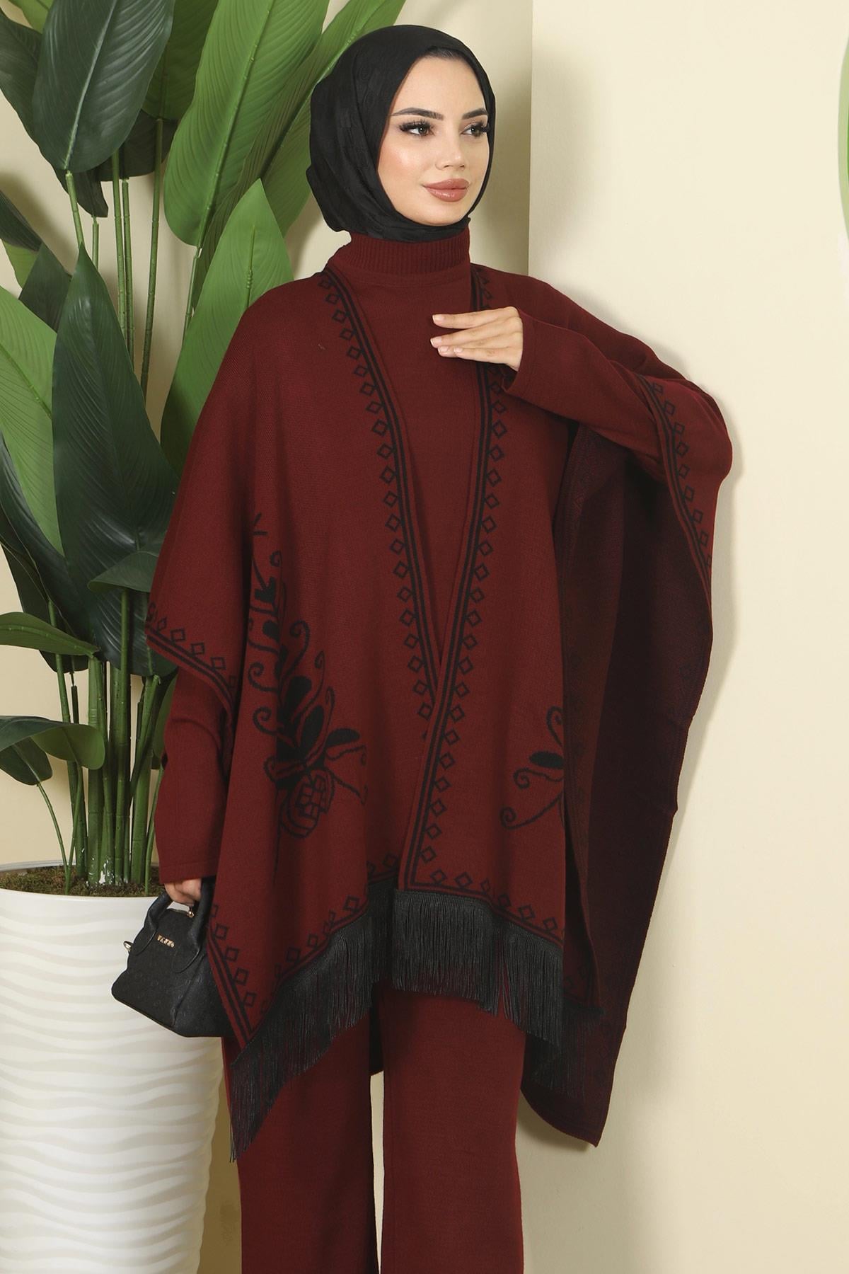 Pançolu Üçlü Triko Takım Bordo HM2814