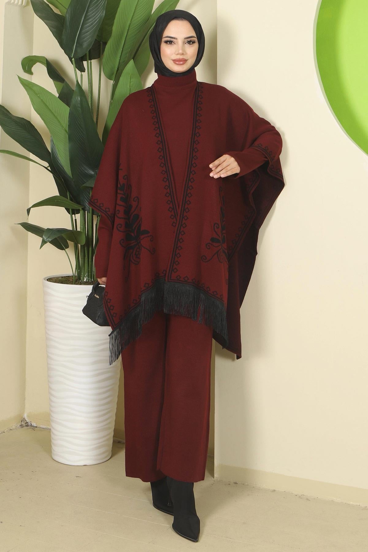 Pançolu Üçlü Triko Takım Bordo HM2814