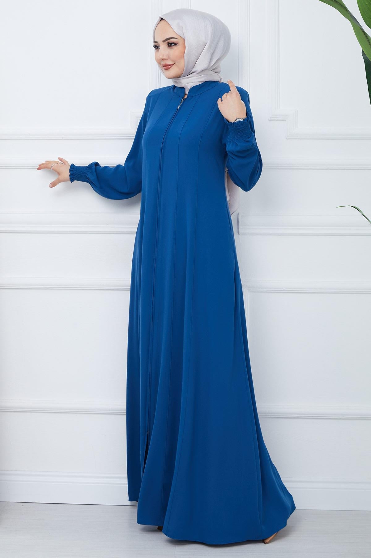 Parçalı Battal Beden Mevlana Ferace İndigo HM02362