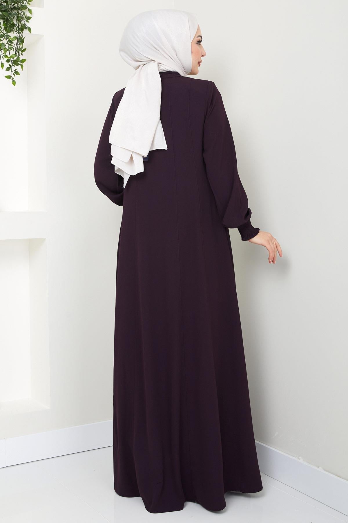 Parçalı Battal Beden Mevlana Ferace Mürdüm HM02362