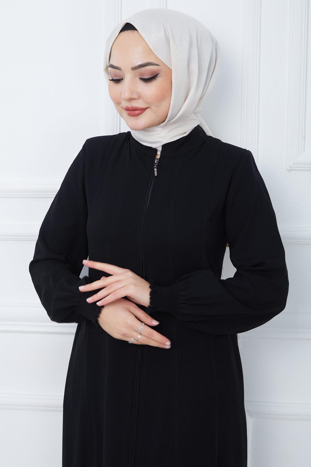 Parçalı Mevlana Ferace Siyah HM2362