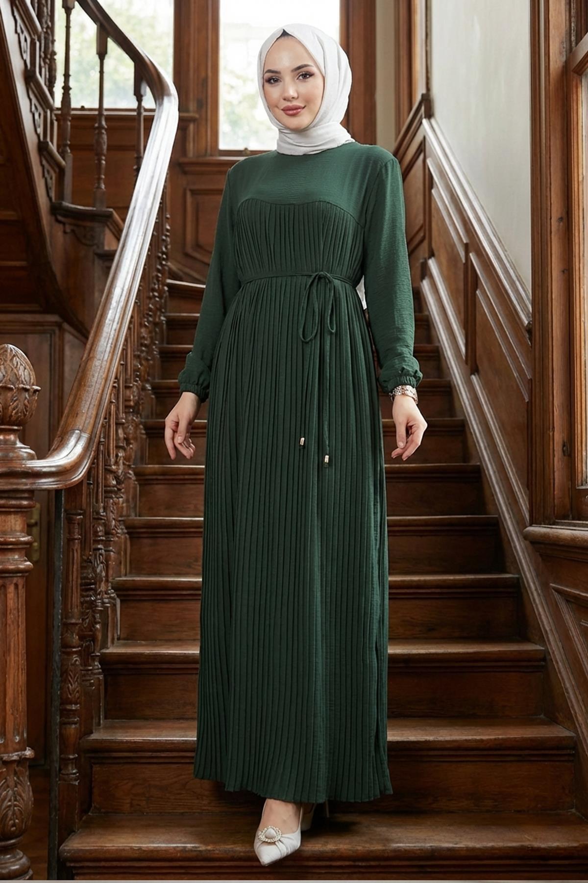 Robalı Piliseli Ayrobin Elbise Haki HM2872