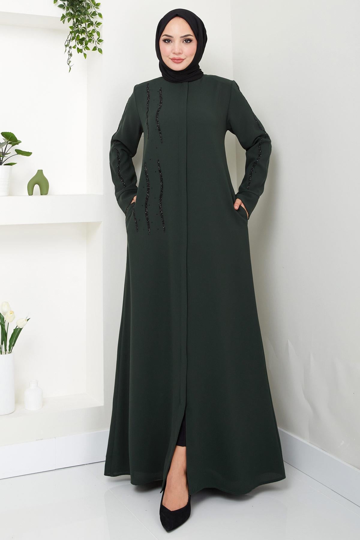 Sevgi Taşlı Ferace Haki HM2481