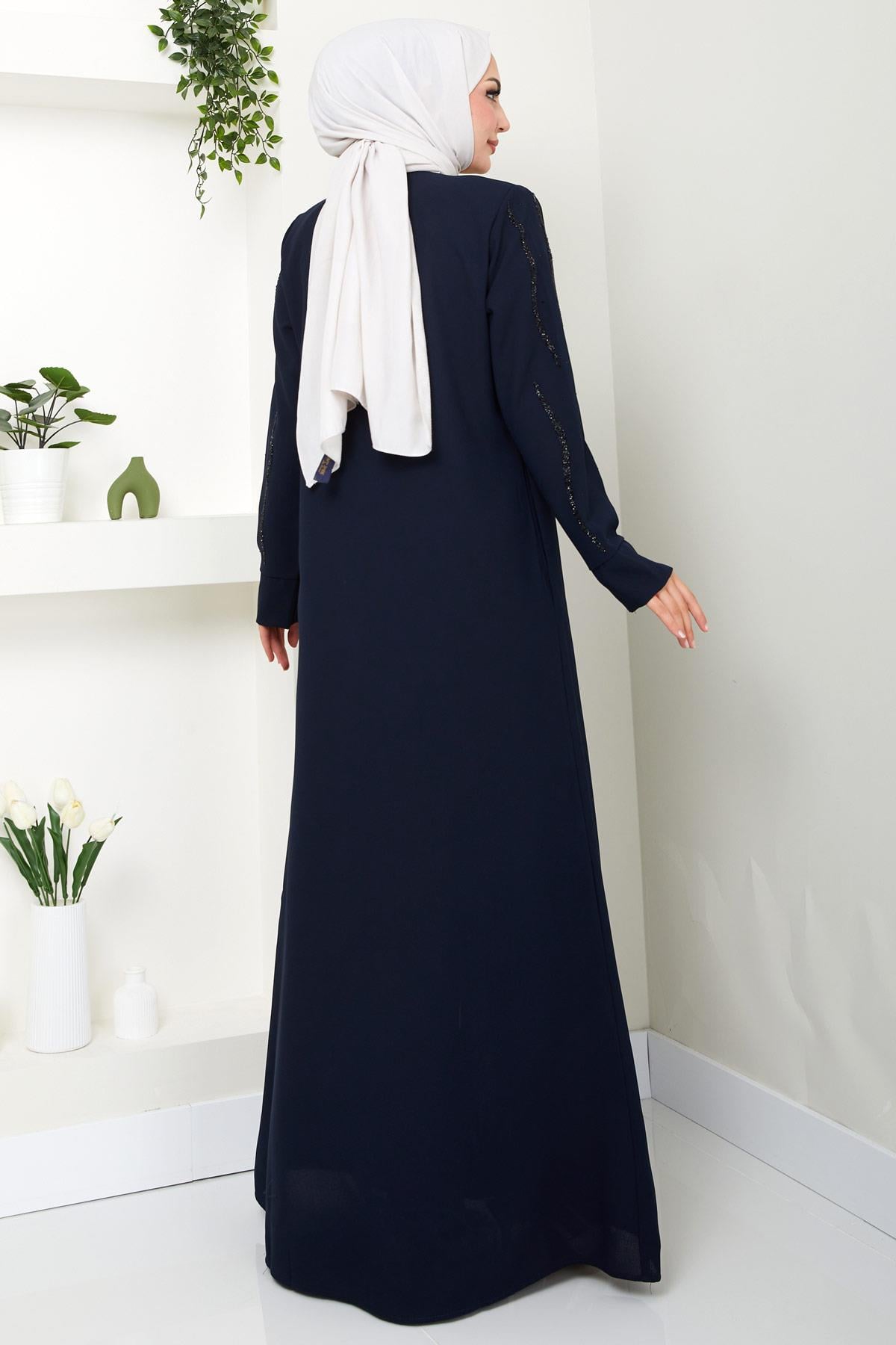 Sevgi Taşlı Ferace Lacivert HM2481