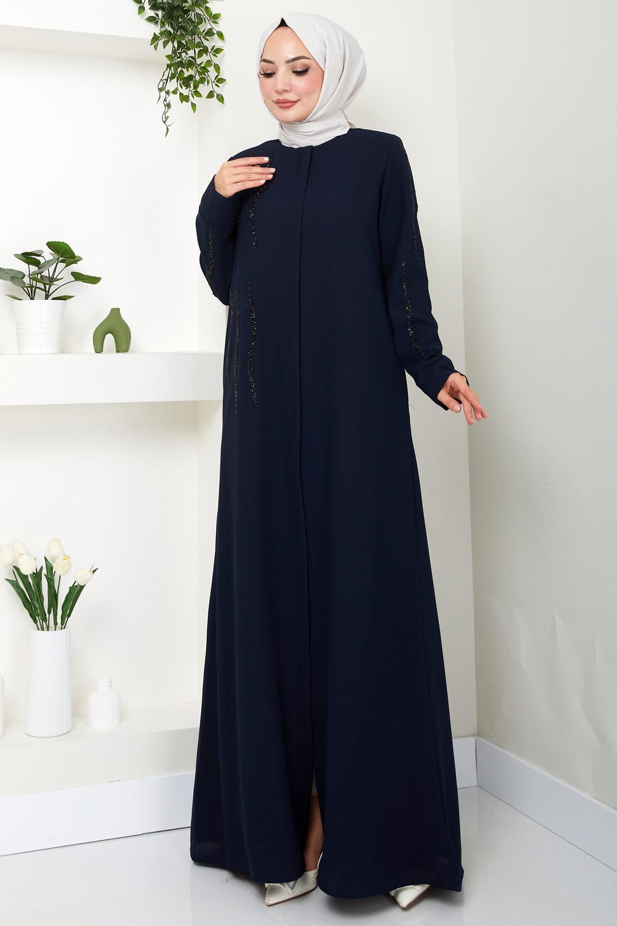 Sevgi Taşlı Ferace Lacivert HM2481