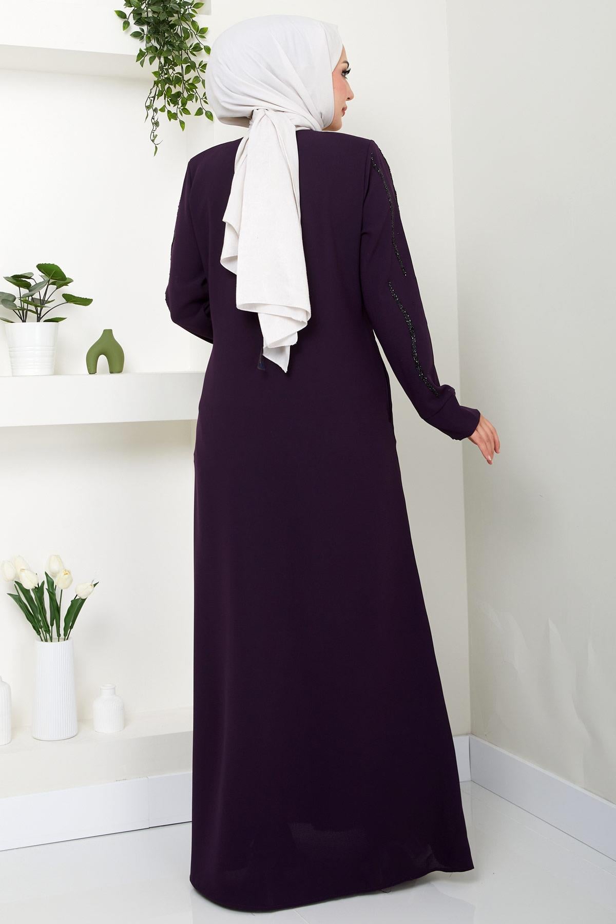 Sevgi Taşlı Ferace Mürdüm HM2481