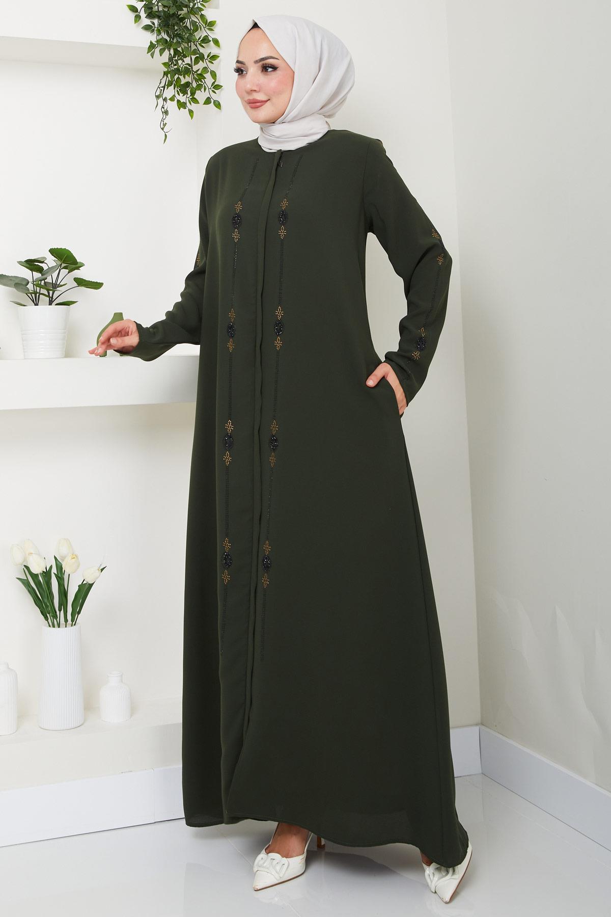 Simge Taşlı Ferace Haki HM2480