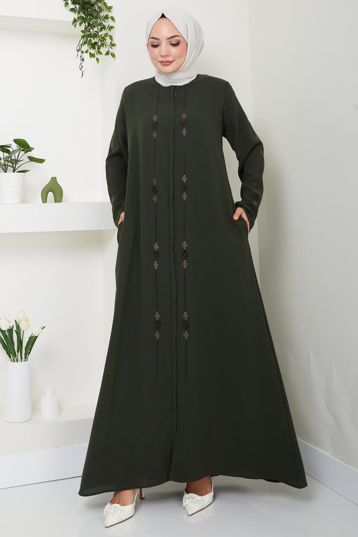 Simge Taşlı Ferace Haki HM2480