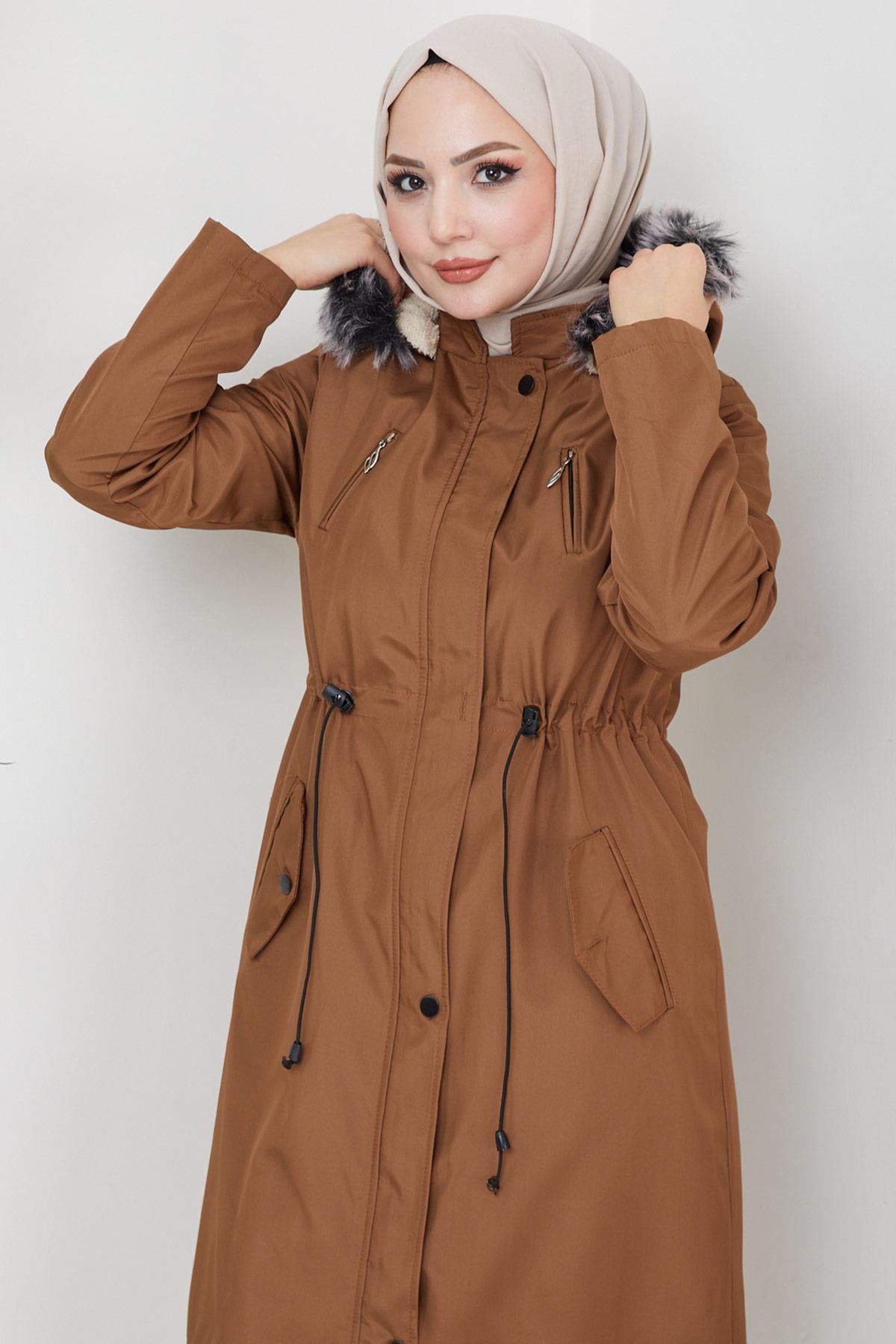 Süs Cepli İçi Kürklü Mont Taba HM2322