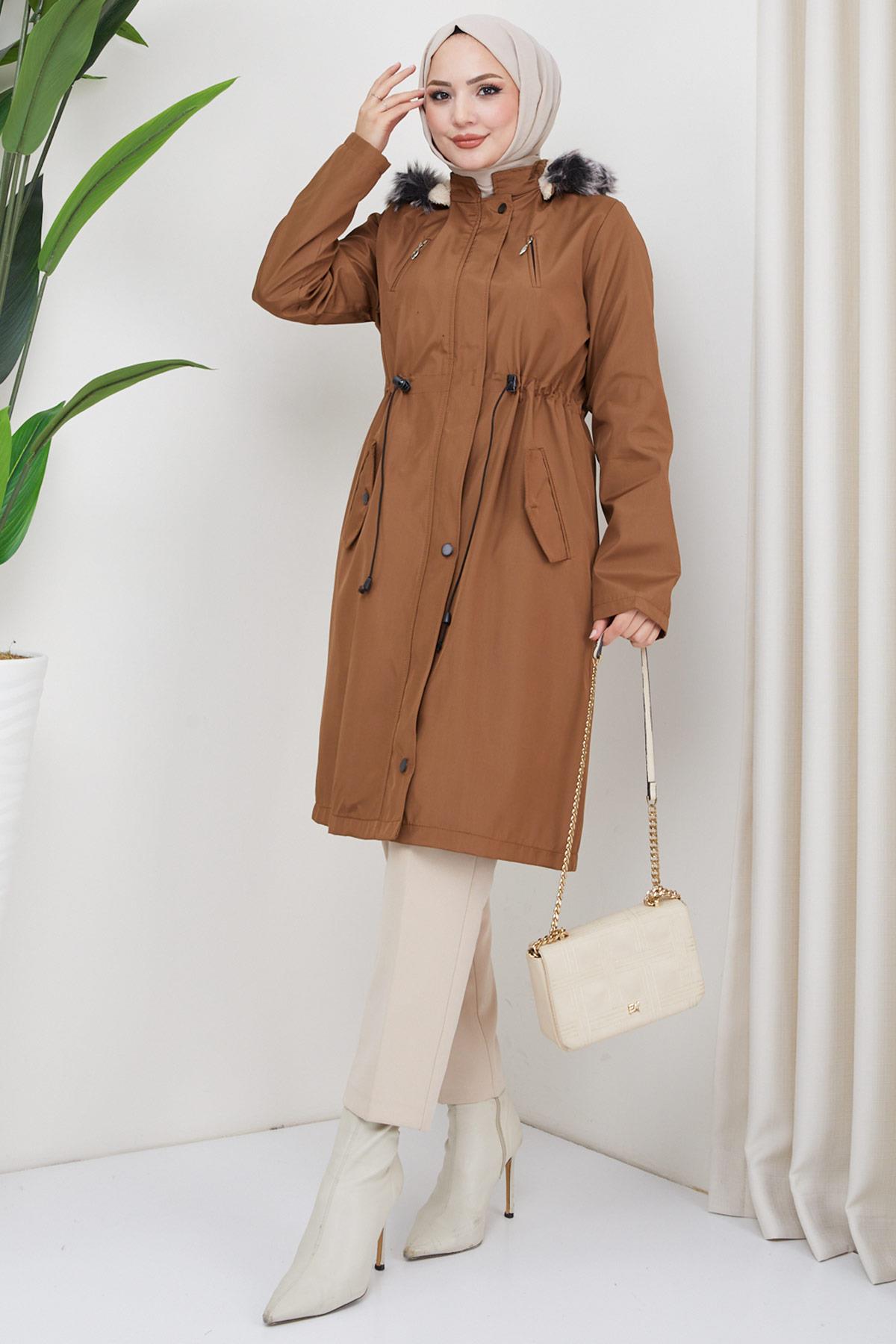 Süs Cepli İçi Kürklü Mont Taba HM2322