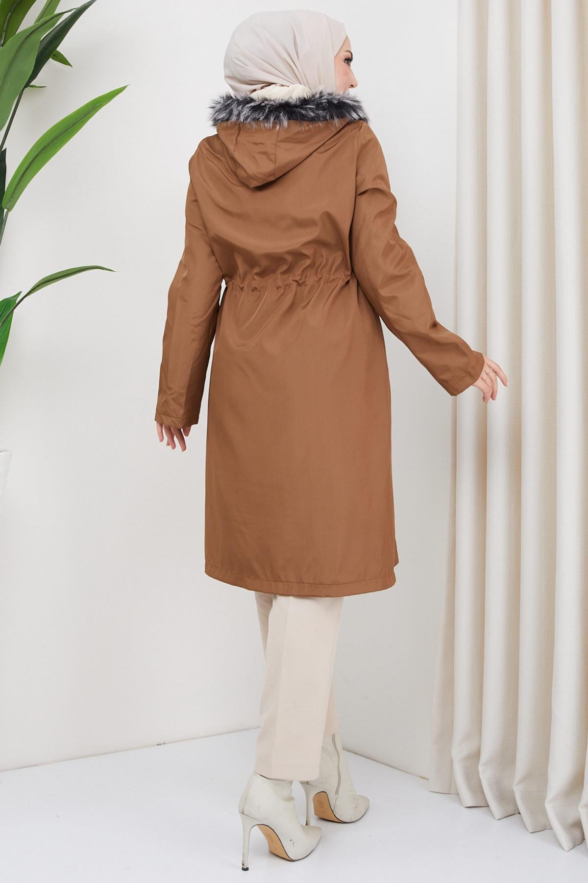 Süs Cepli İçi Kürklü Mont Taba HM2322