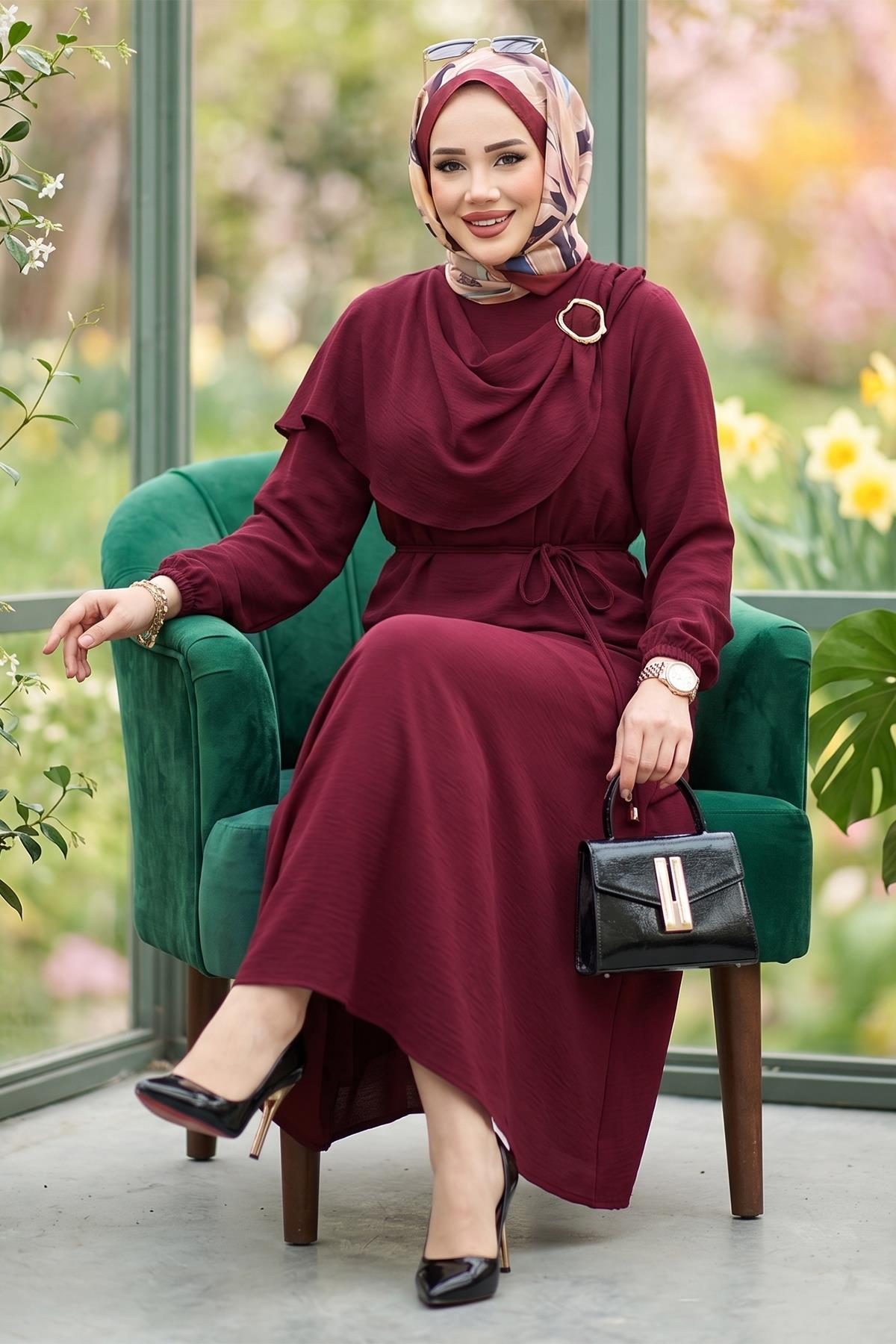 Toka Detaylı Etekli Ayrobin Takım Bordo HM2913
