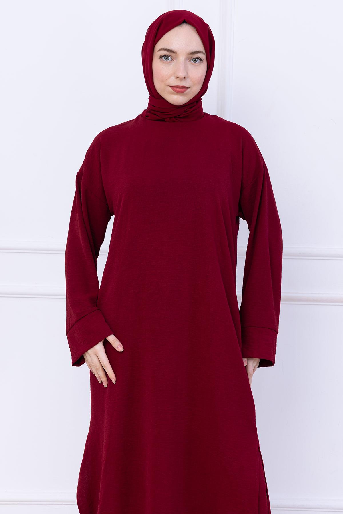 Uzun Tunikli Ayrobin Takım Bordo HM2770