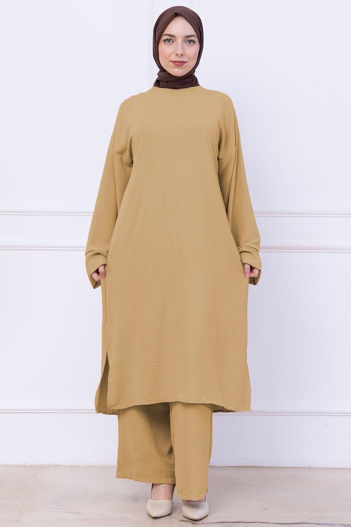 Uzun Tunikli Ayrobin Takım Camel HM2770