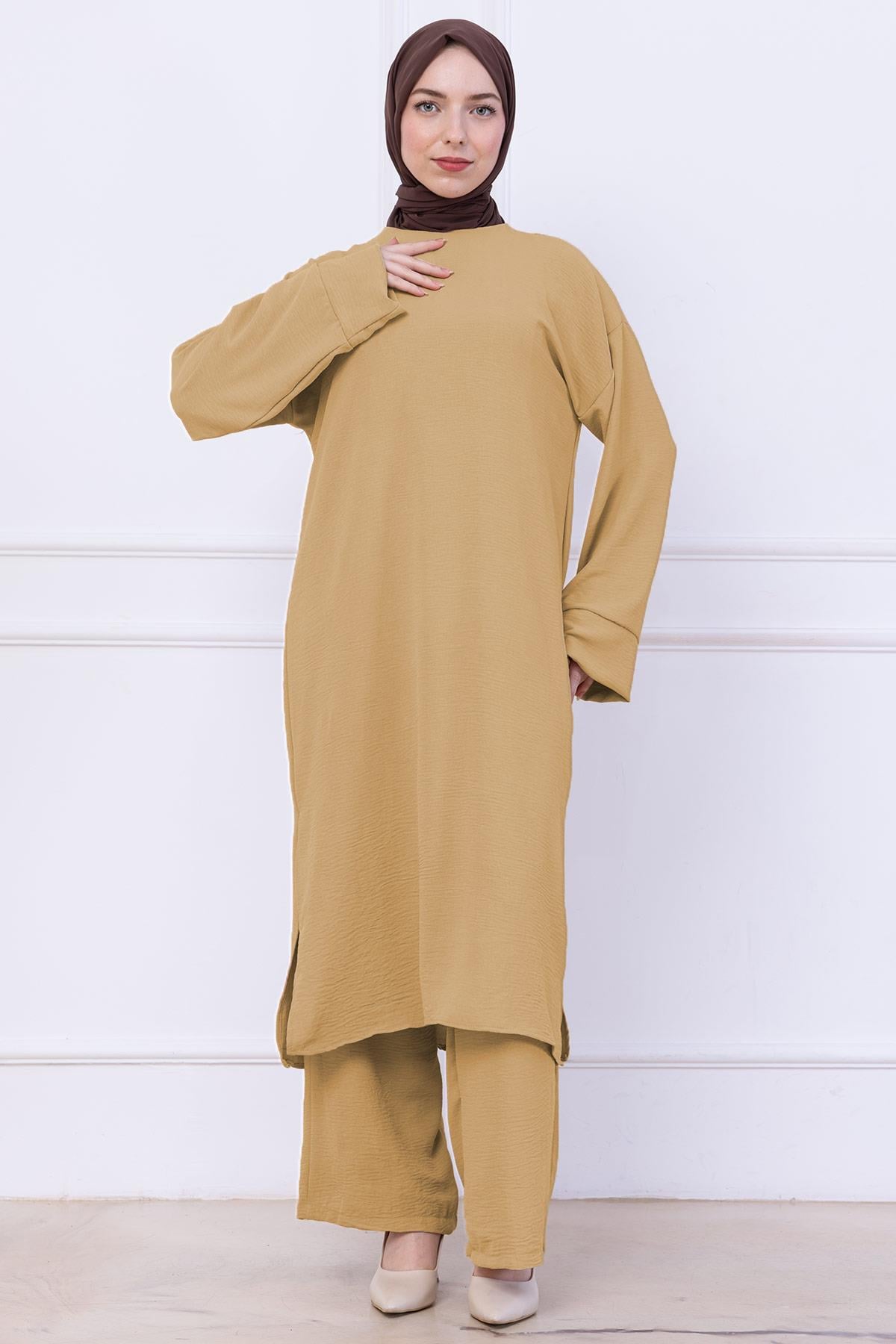 Uzun Tunikli Ayrobin Takım Camel HM2770
