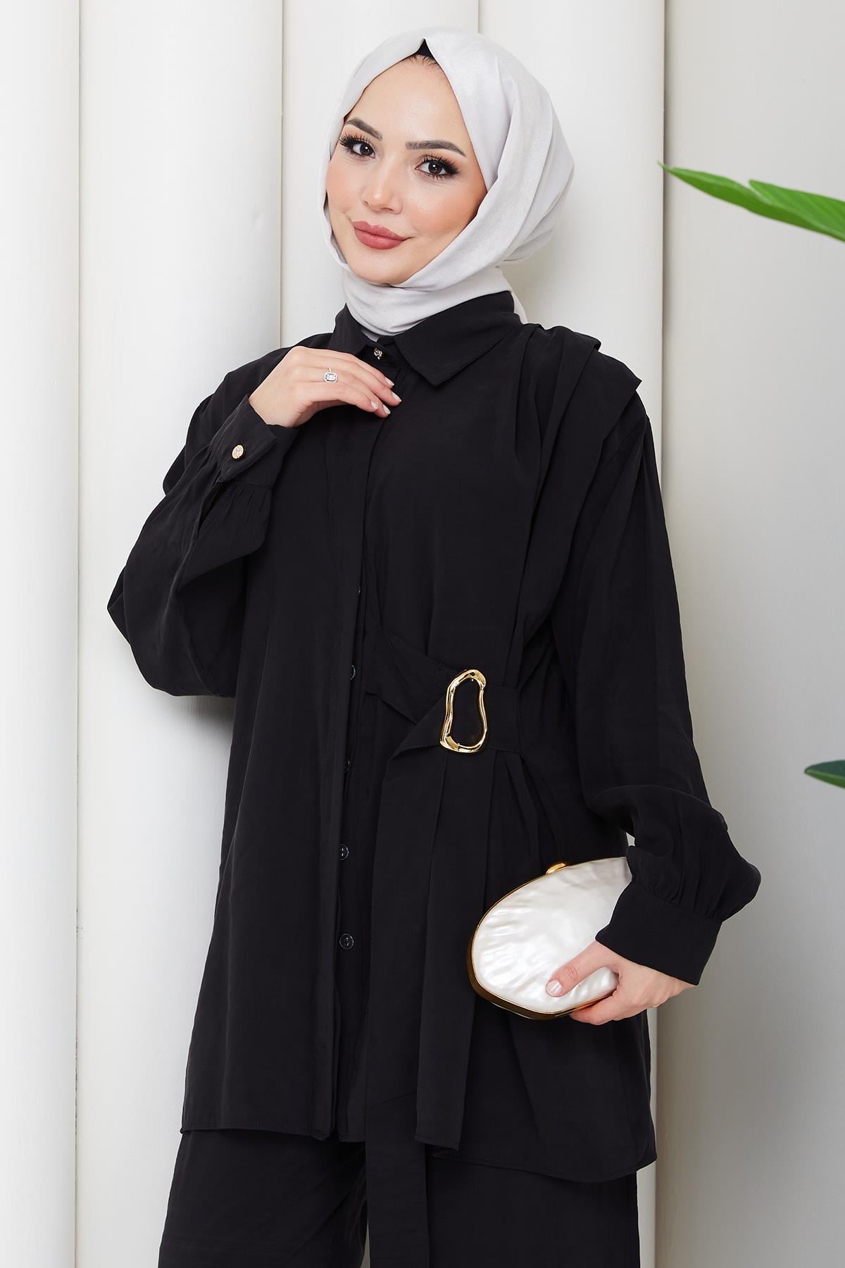 Yandan Tokalı İkili Takım Siyah HM2882