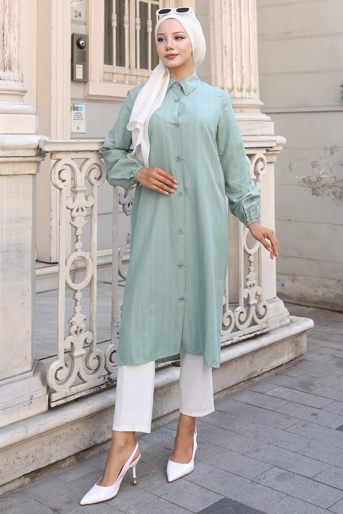 Yazlık Uzun Pamuklu Tunik Mint HM2109