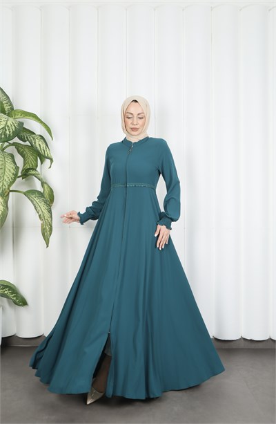 Beli Dantelli Mevlana Ferace Mint Yeşili HNT7011