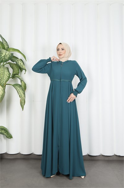 Beli Dantelli Mevlana Ferace Mint Yeşili HNT7011