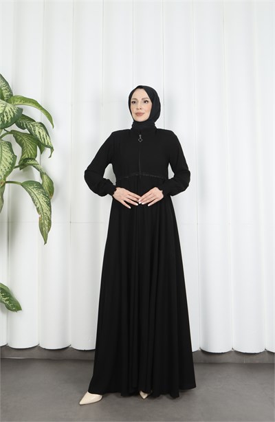 Beli Dantelli Mevlana Ferace Siyah HNT7011